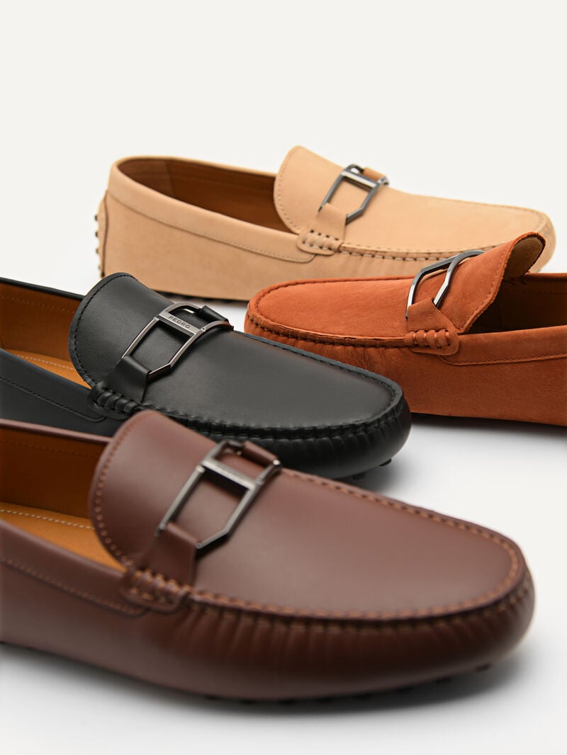 Pedro Leather Buckle Men Moccasins Sand | Q9Q-1738