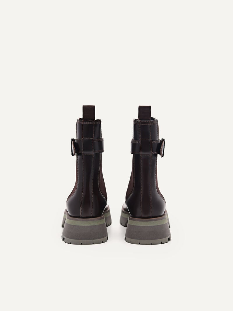 Pedro Leather Buckled Boots Women Chelsea Boots Dark Brown | Q9Q-1351