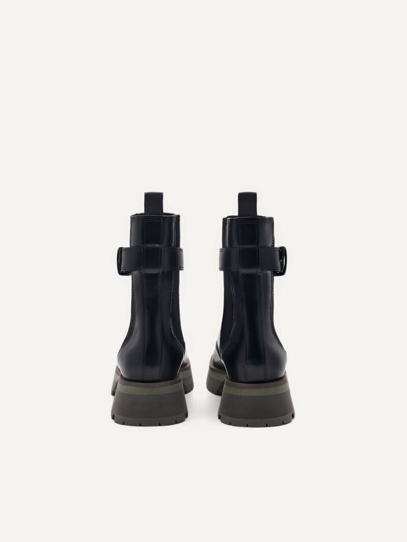Pedro Leather Buckled Boots Women Chelsea Boots Black | Q9Q-1349