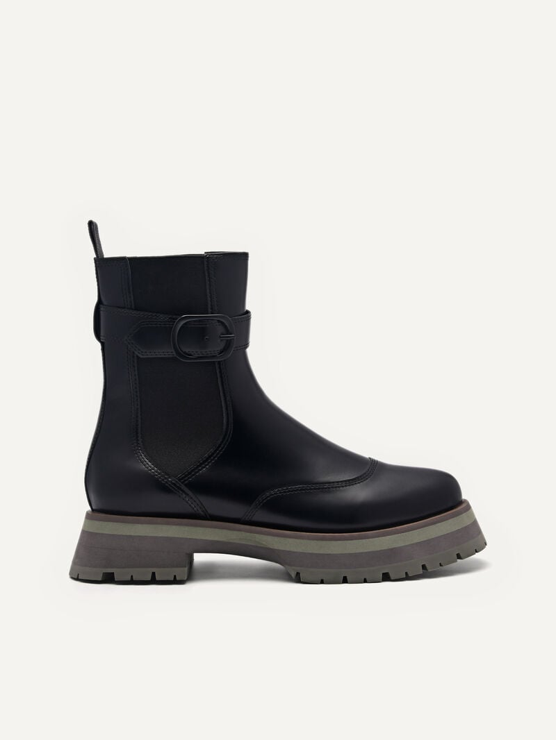 Pedro Leather Buckled Boots Women Chelsea Boots Black | Q9Q-1349