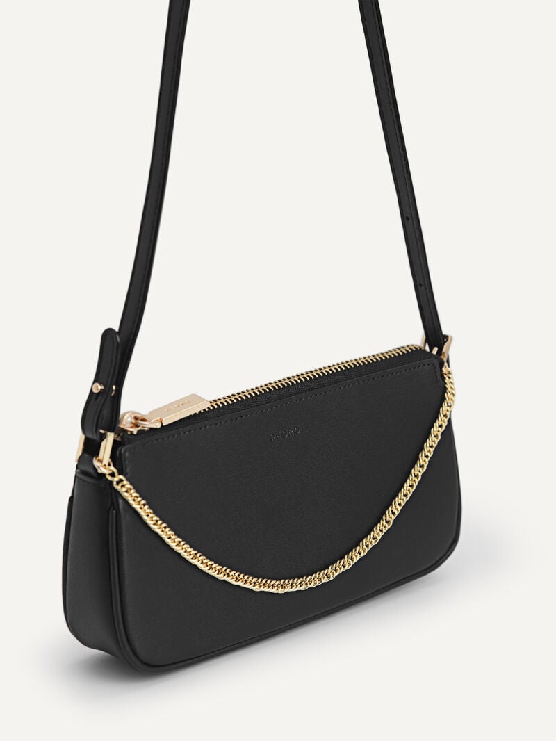 Pedro Leather Chain Detailed Shoulder Bag Women Pouches Black | Q9Q-968
