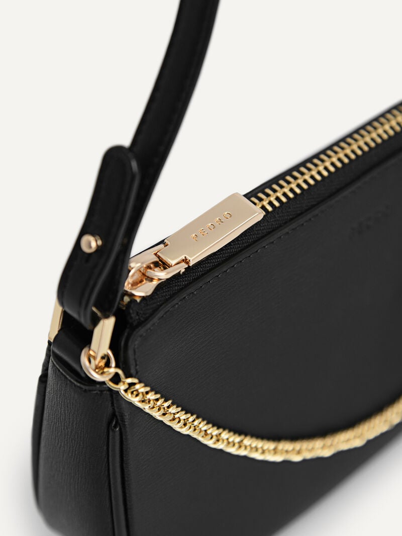 Pedro Leather Chain Detailed Shoulder Bag Women Pouches Black | Q9Q-968
