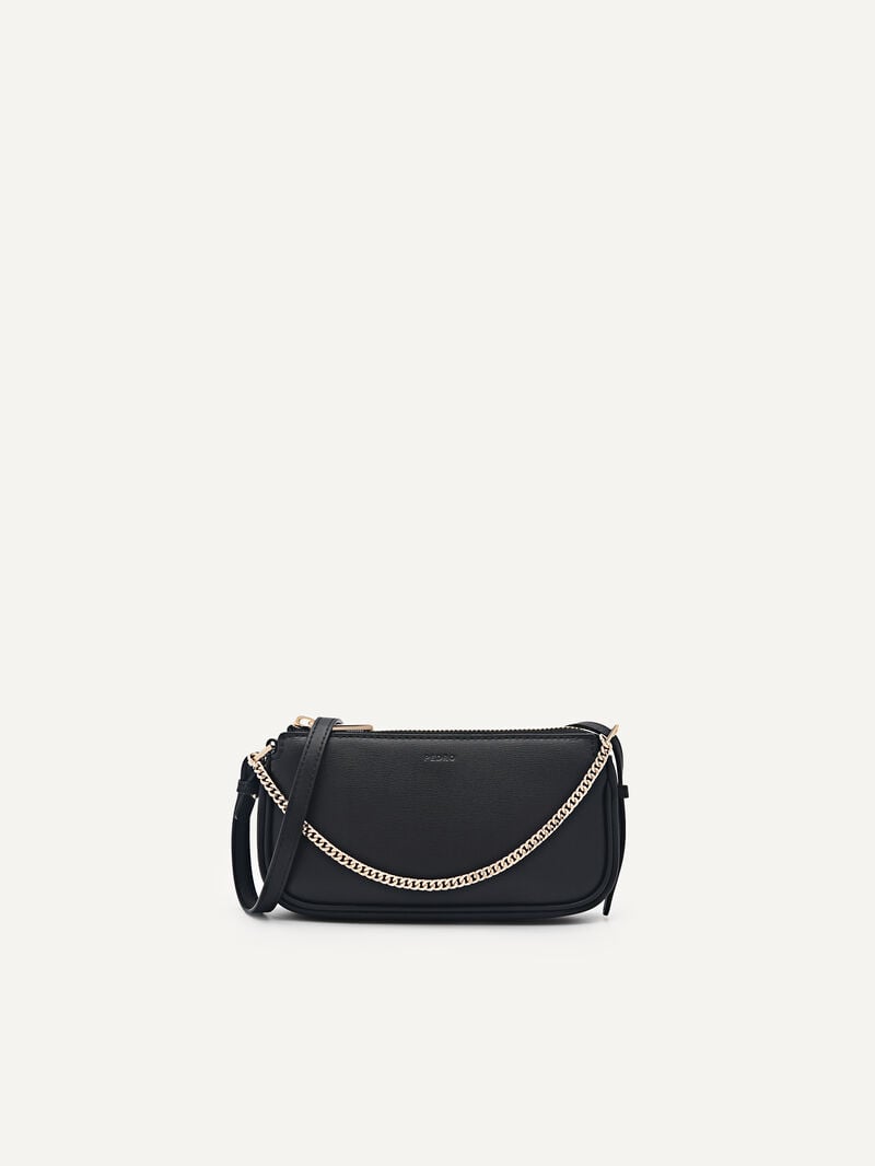 Pedro Leather Chain Detailed Shoulder Bag Women Pouches Black | Q9Q-968