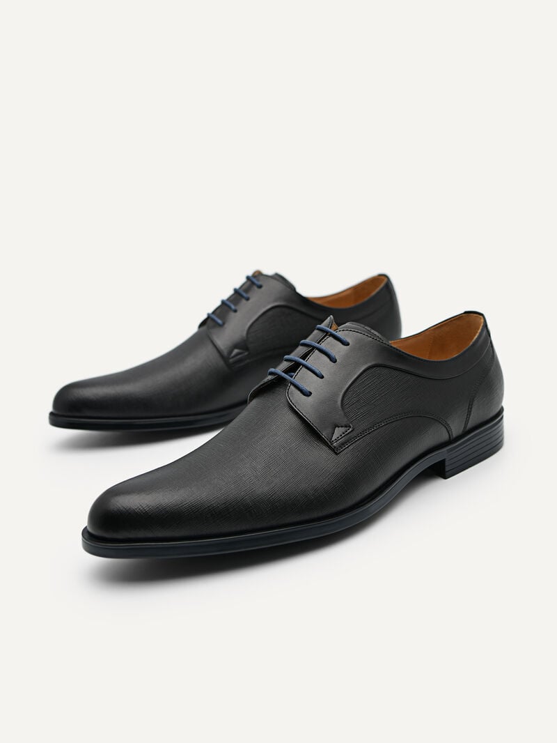 Pedro Leather Derby Men Lace Up Shoes Black | Q9Q-1730