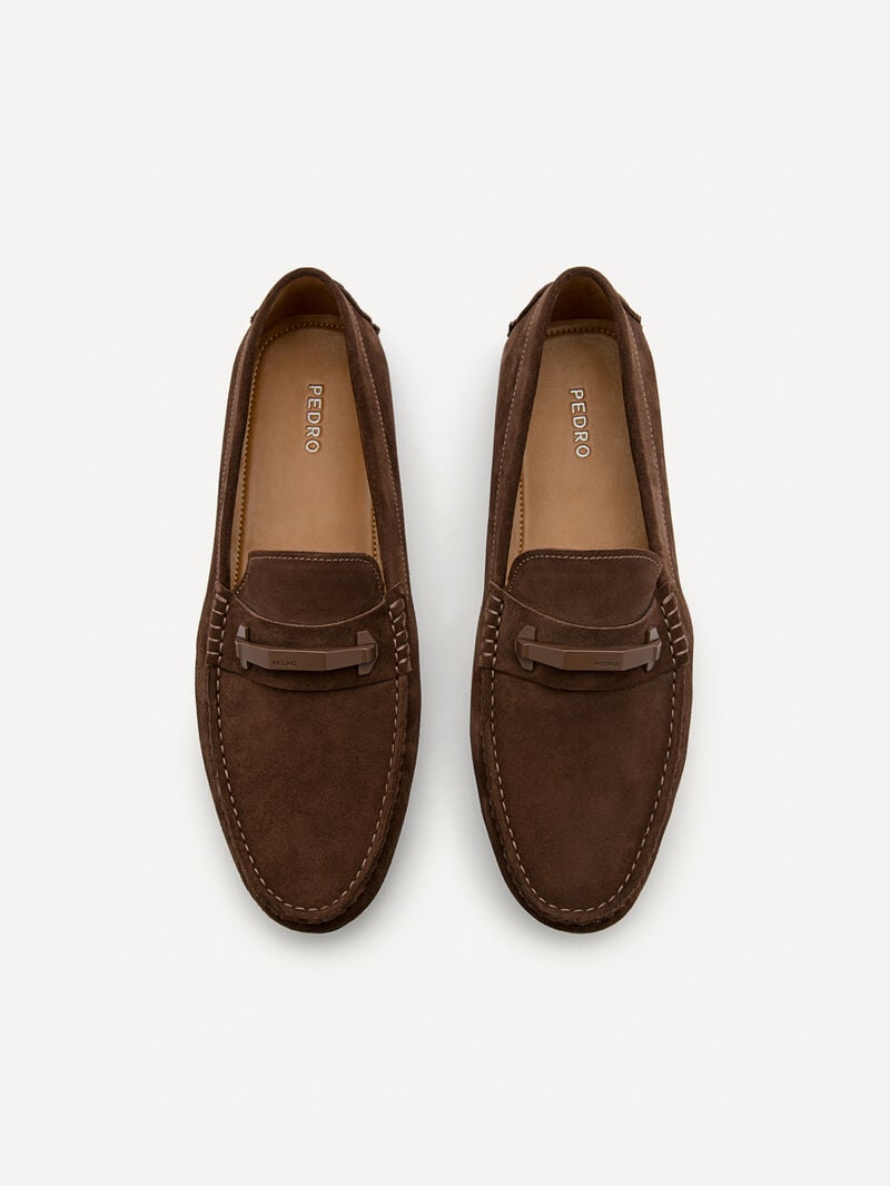 Pedro Leather Hardware Men Moccasins Brown | Q9Q-1726