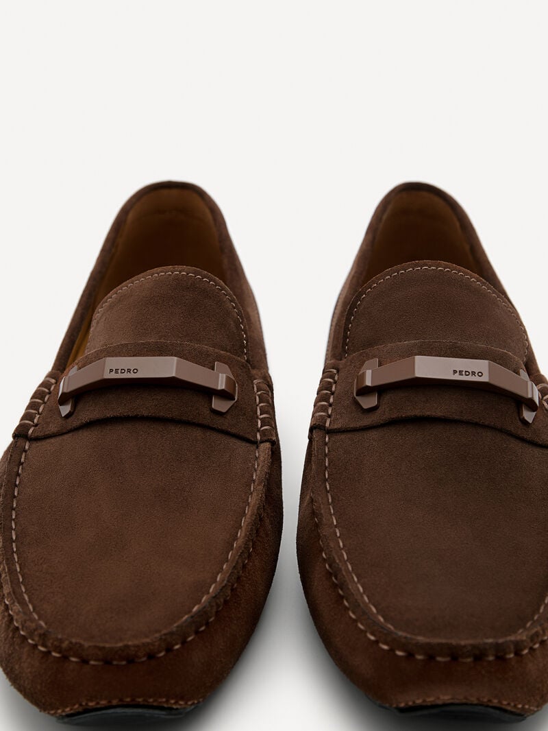 Pedro Leather Hardware Men Moccasins Brown | Q9Q-1726