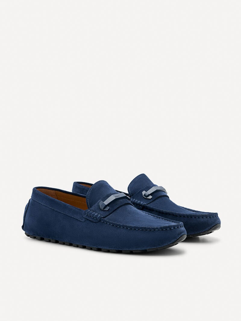 Pedro Leather Hardware Men Moccasins Navy | Q9Q-1727