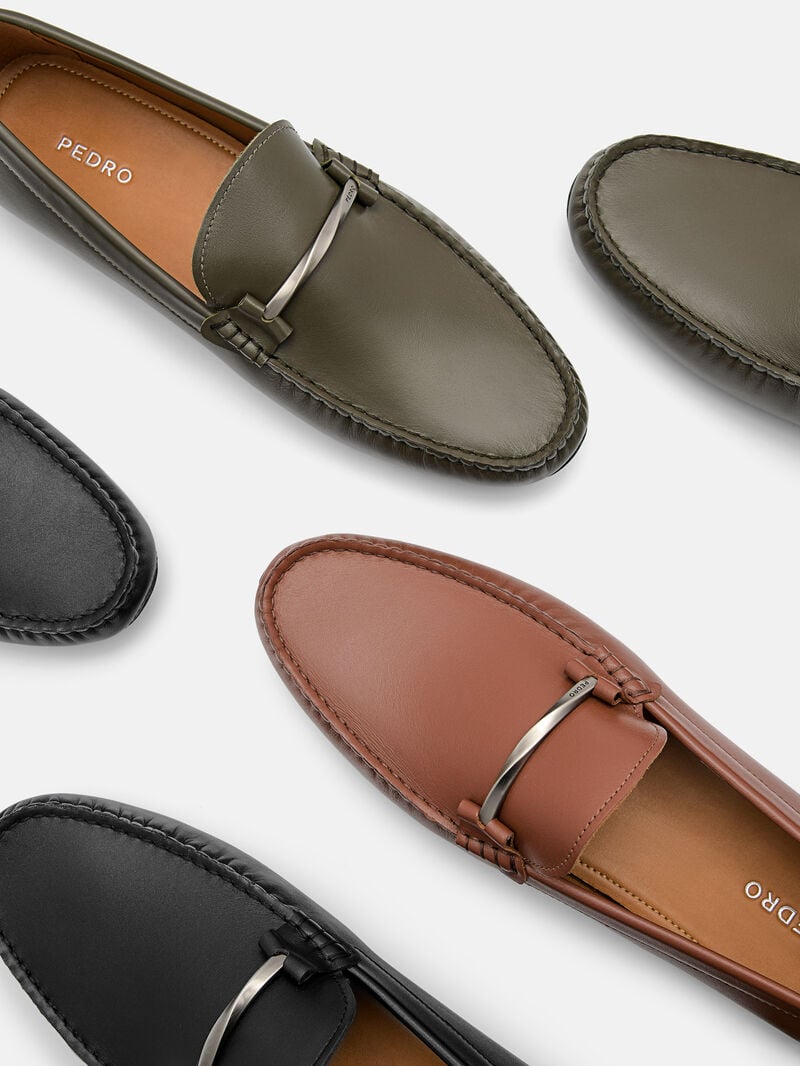 Pedro Leather Horsebit Men Moccasins Black | Q9Q-2503