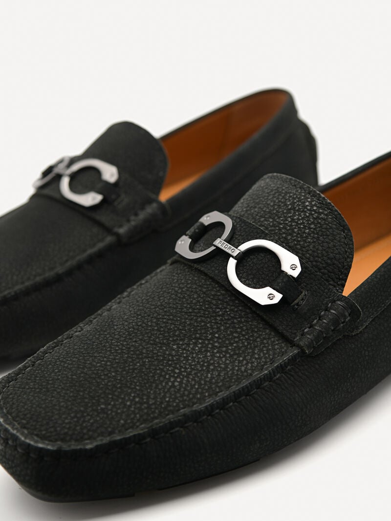 Pedro Leather Horsebit Men Moccasins Black | Q9Q-2500
