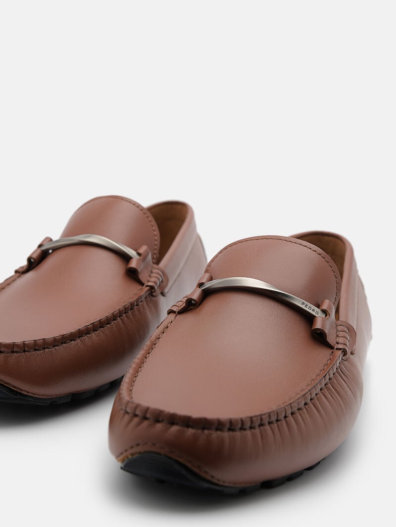 Pedro Leather Horsebit Men Moccasins Brown | Q9Q-2504