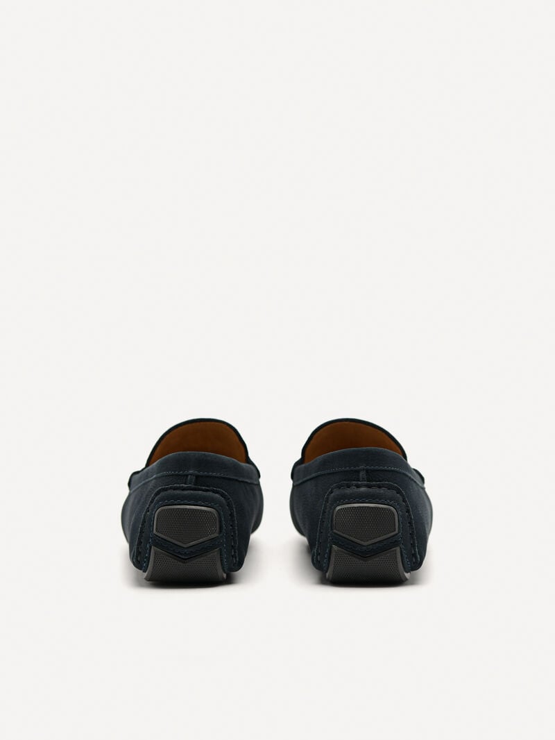 Pedro Leather Horsebit Men Moccasins Navy | Q9Q-2501