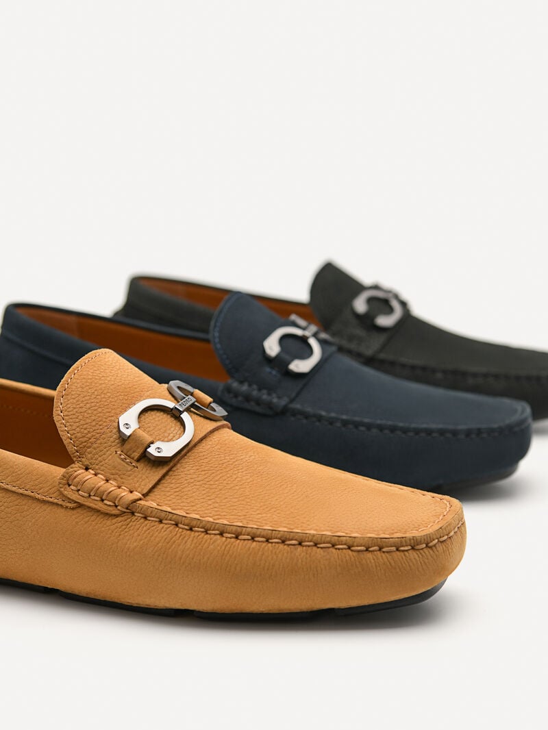 Pedro Leather Horsebit Men Moccasins Navy | Q9Q-2501