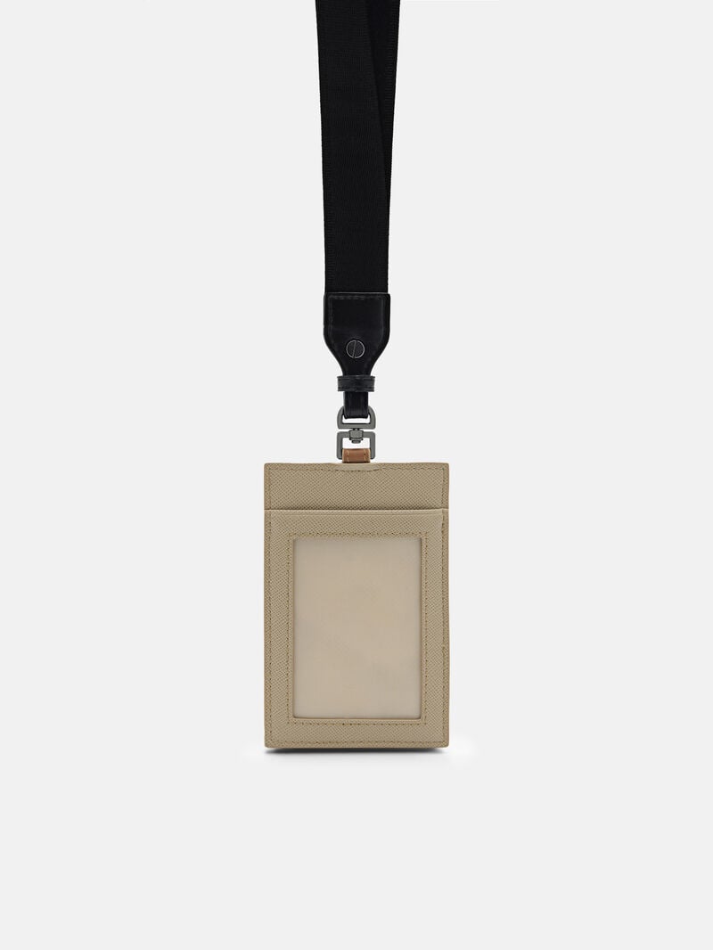 Pedro Leather Lanyard Men Card Holders Taupe | Q9Q-962