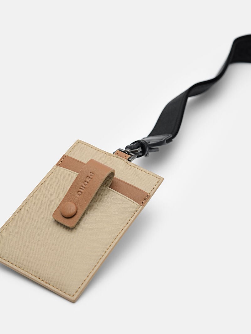 Pedro Leather Lanyard Men Card Holders Taupe | Q9Q-962