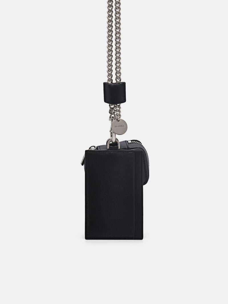 Pedro Leather Lanyard with Women Card Holders Black | Q9Q-959
