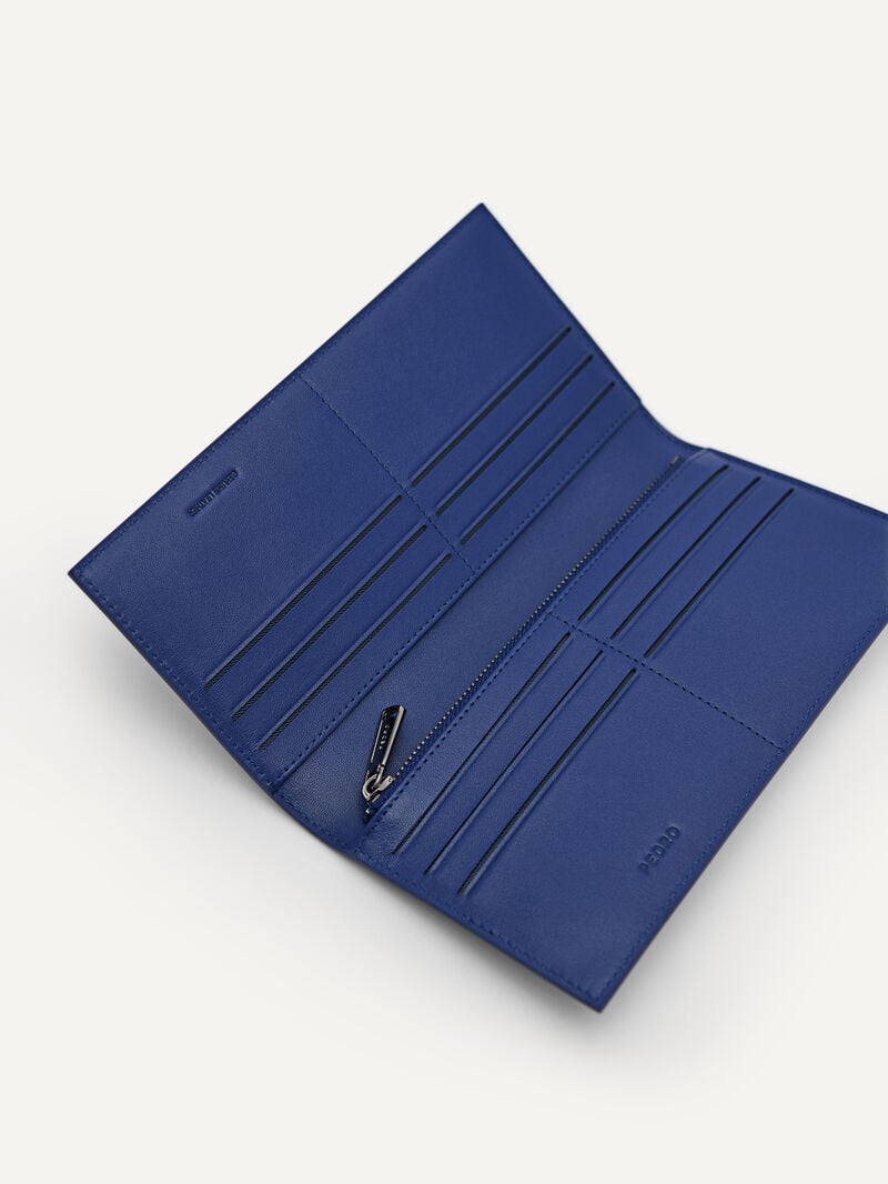 Pedro Leather Long Men Wallets Navy | Q9Q-958