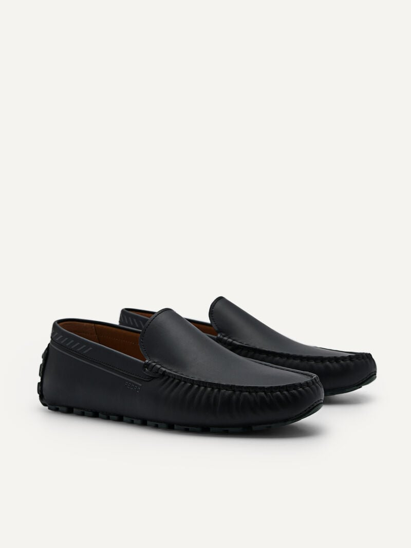 Pedro Leather Men Moccasins Black | Q9Q-1772
