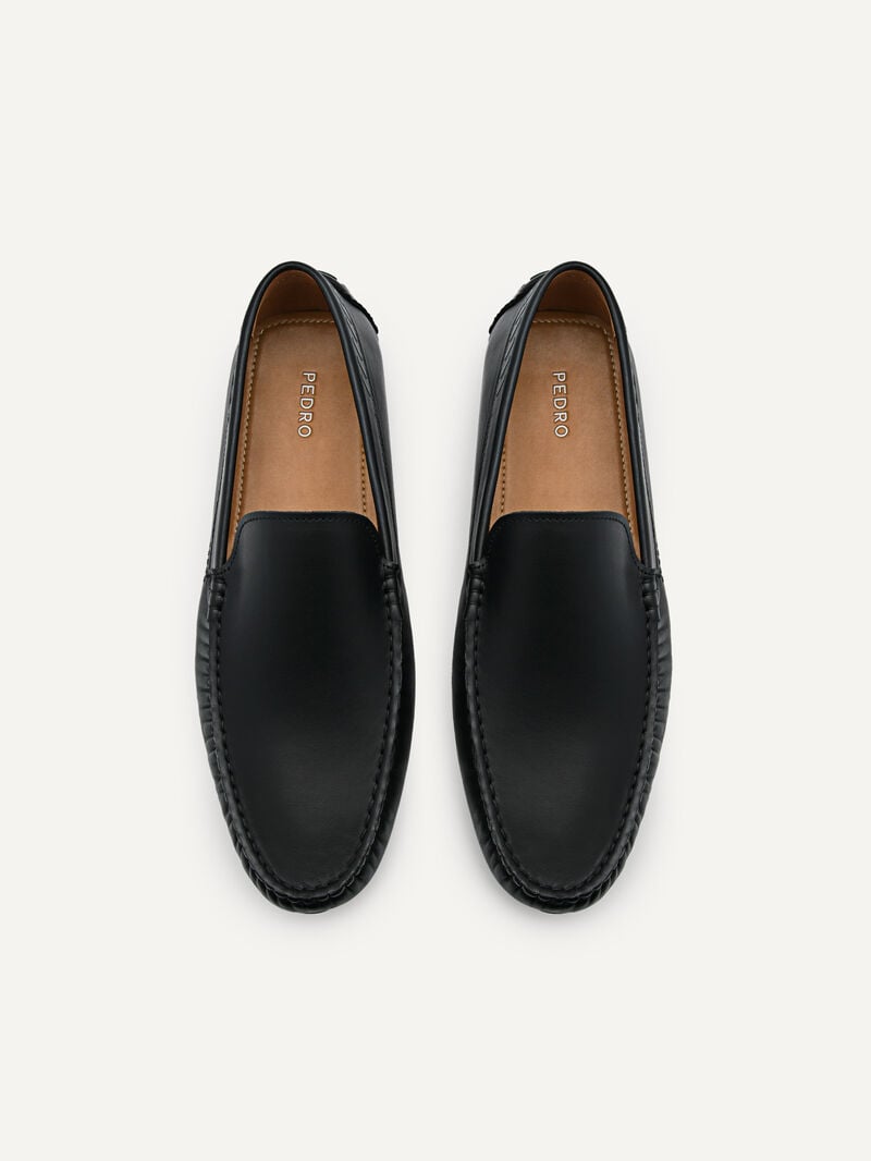 Pedro Leather Men Moccasins Black | Q9Q-1772