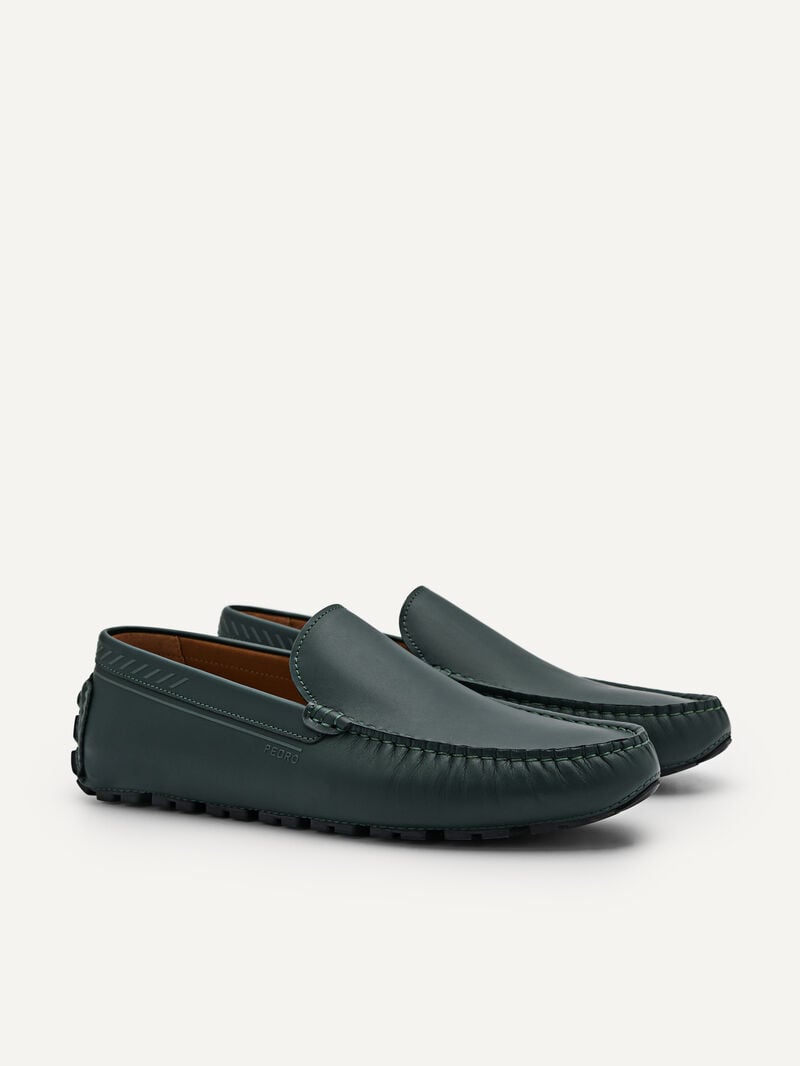 Pedro Leather Men Moccasins Dark Green | Q9Q-1773