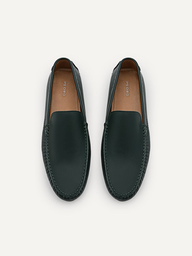 Pedro Leather Men Moccasins Dark Green | Q9Q-1773