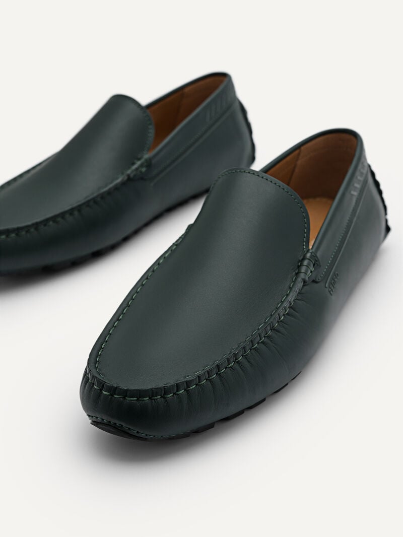 Pedro Leather Men Moccasins Dark Green | Q9Q-1773