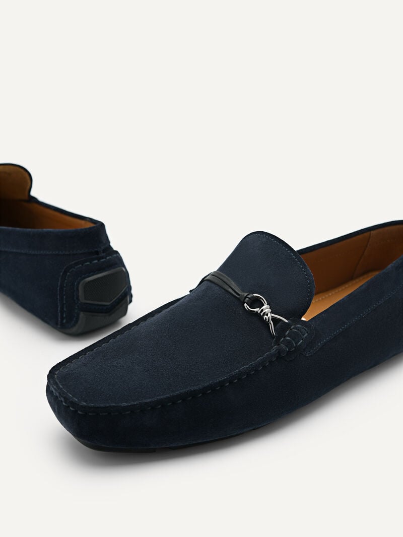 Pedro Leather Metal Bit Men Moccasins Navy | Q9Q-1724