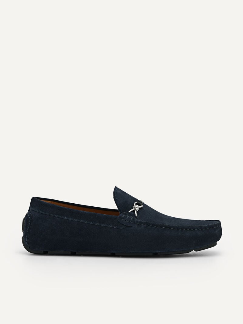Pedro Leather Metal Bit Men Moccasins Navy | Q9Q-1724