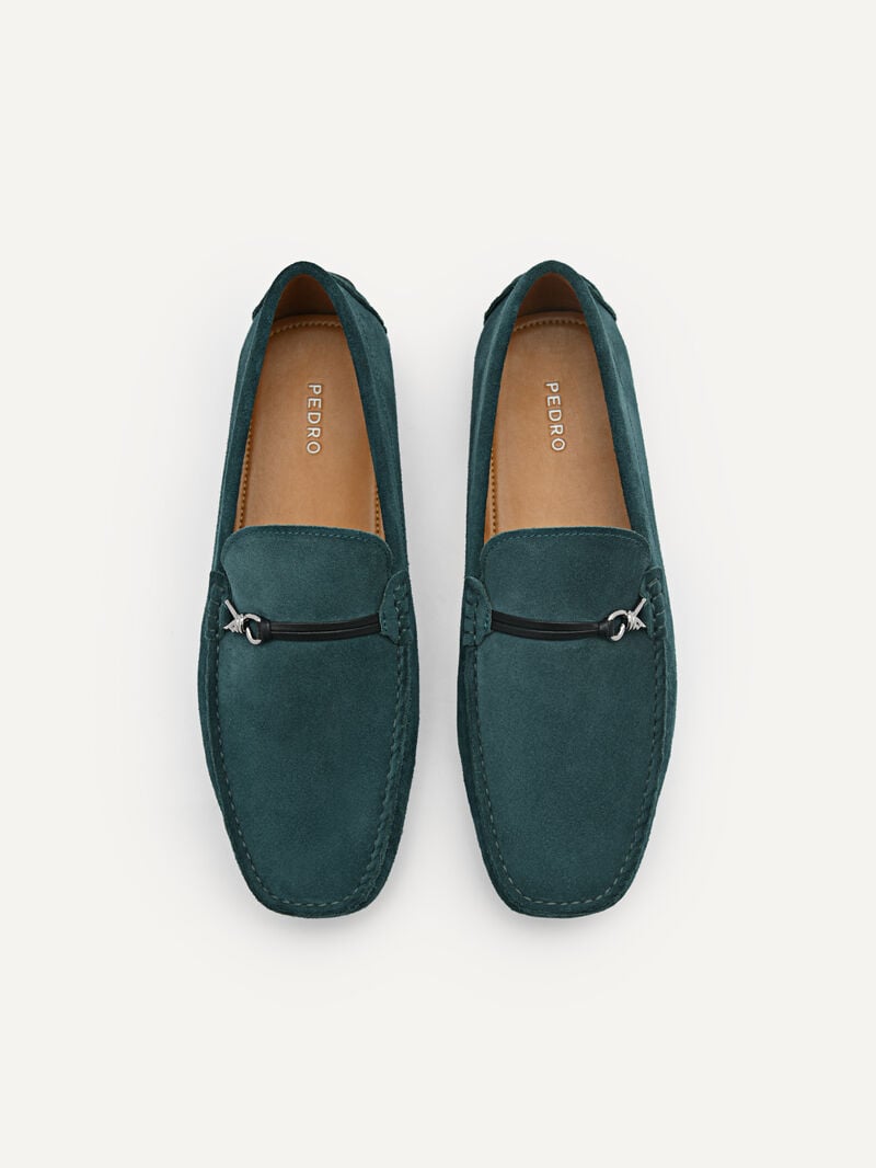 Pedro Leather Metal Bit Men Moccasins Teal | Q9Q-1725