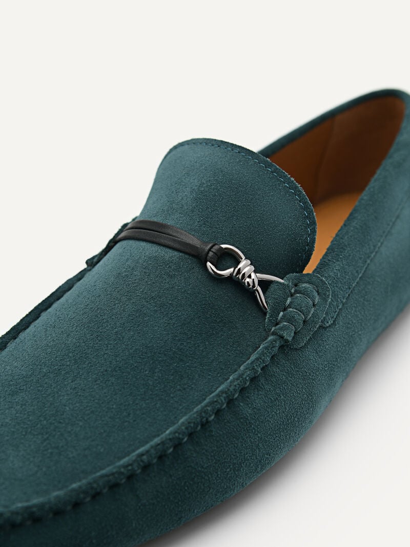 Pedro Leather Metal Bit Men Moccasins Teal | Q9Q-1725