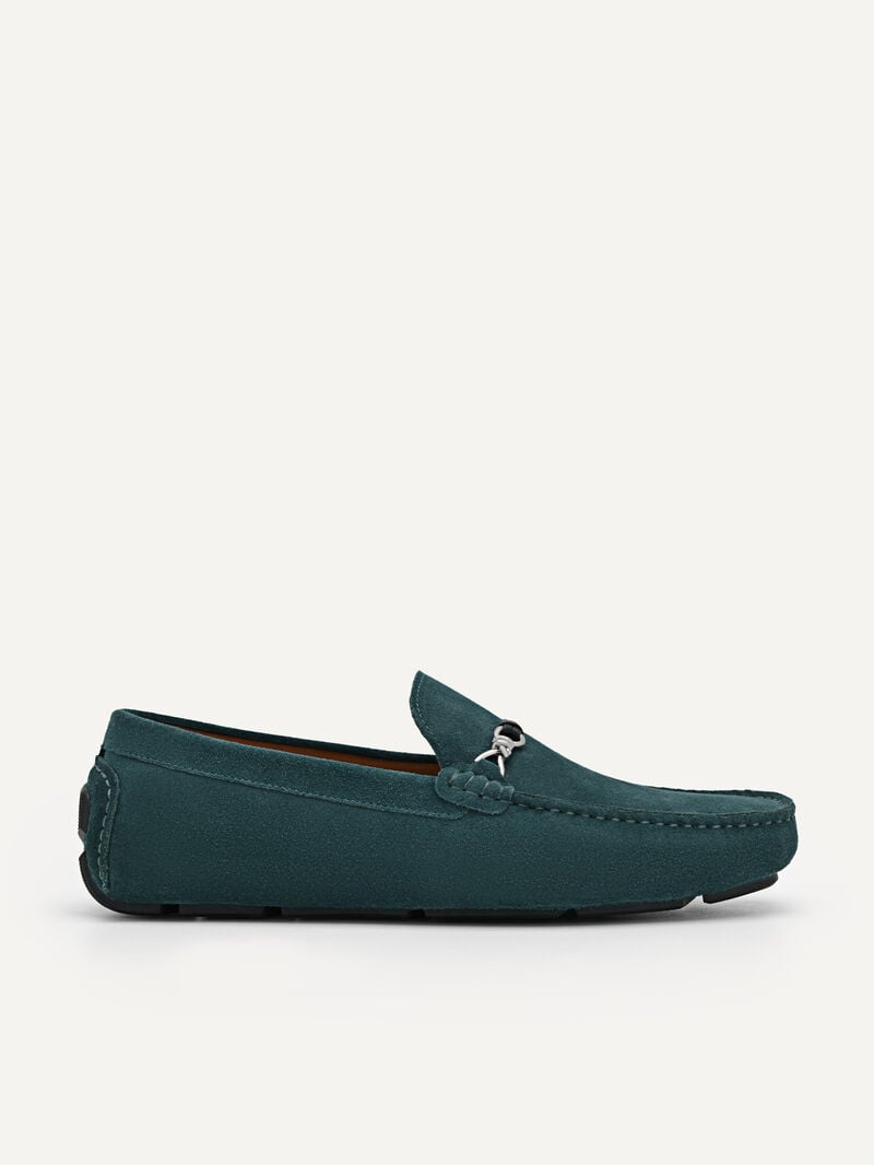 Pedro Leather Metal Bit Men Moccasins Teal | Q9Q-1725