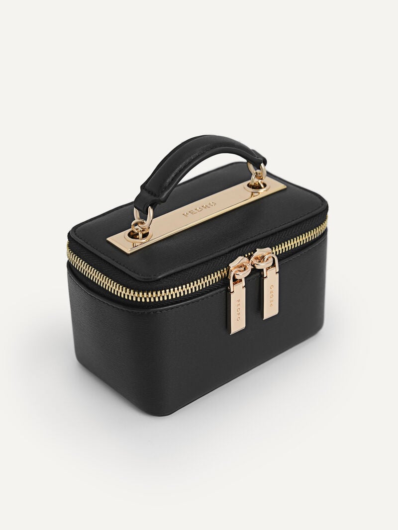 Pedro Leather Mini Vanity Case Women Pouches Black | Q9Q-950