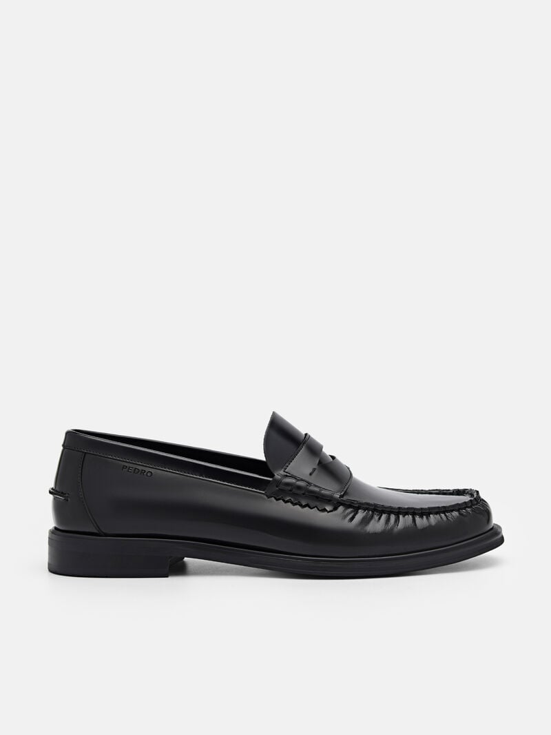 Pedro Leather Penny Men Loafers Black | Q9Q-2115