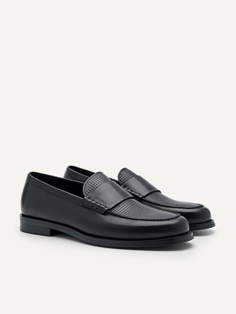 Pedro Leather Penny Men Loafers Black | Q9Q-2113