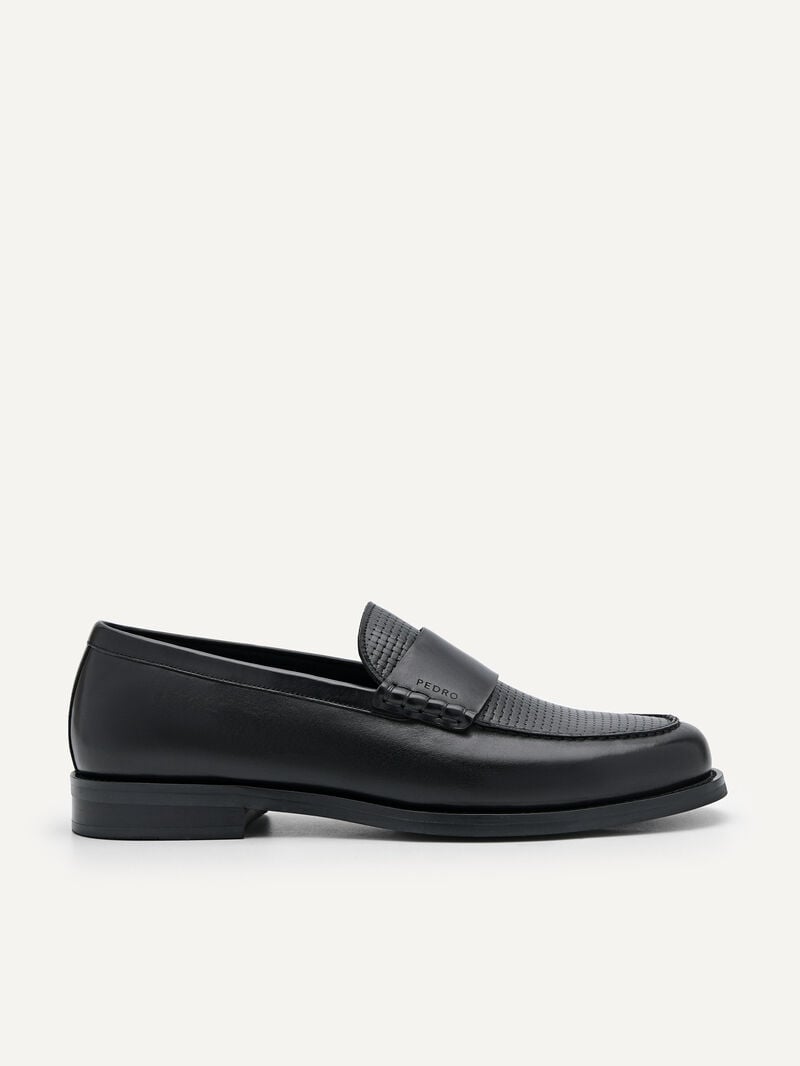 Pedro Leather Penny Men Loafers Black | Q9Q-2113