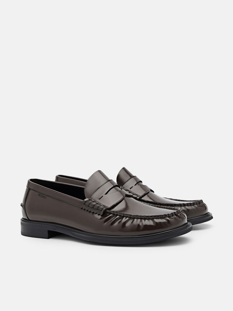 Pedro Leather Penny Men Loafers Brown | Q9Q-2116