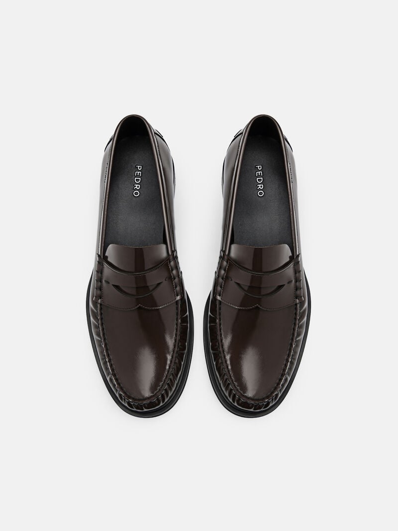 Pedro Leather Penny Men Loafers Brown | Q9Q-2116