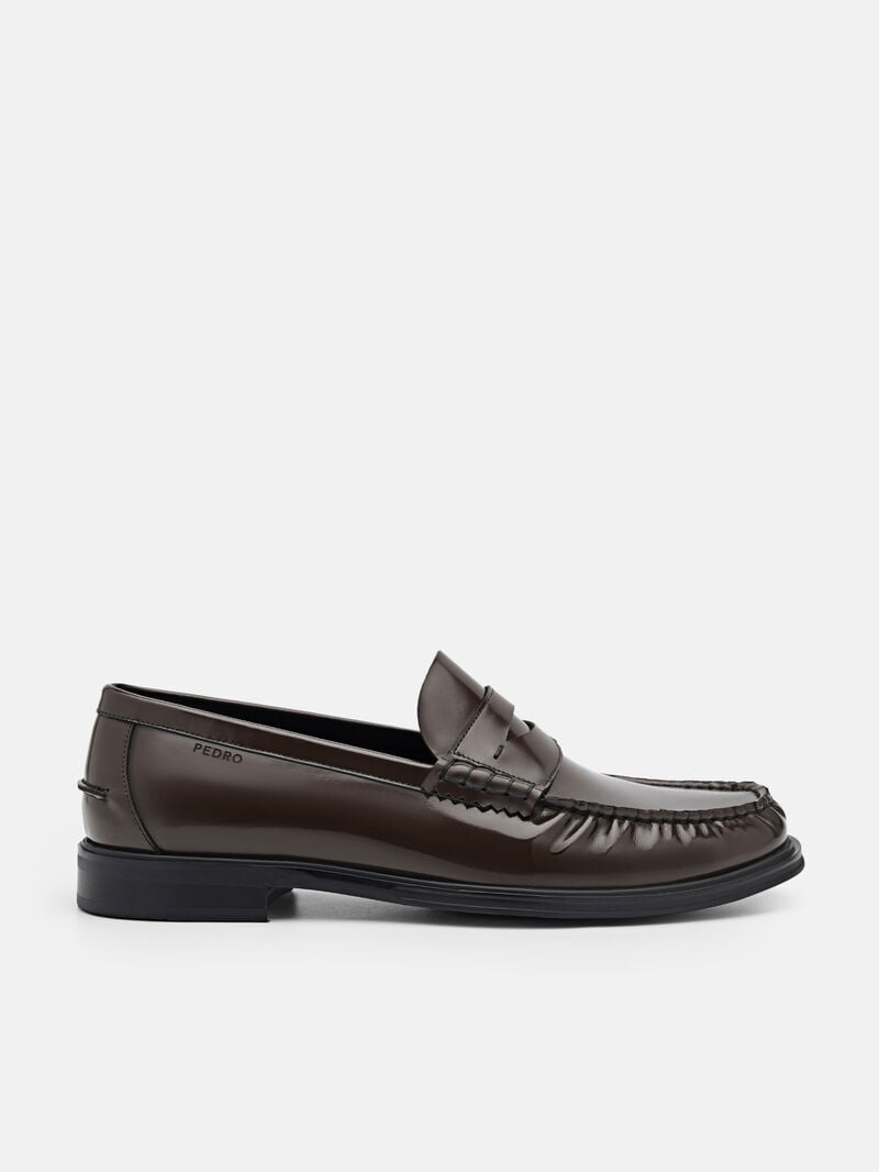 Pedro Leather Penny Men Loafers Brown | Q9Q-2116