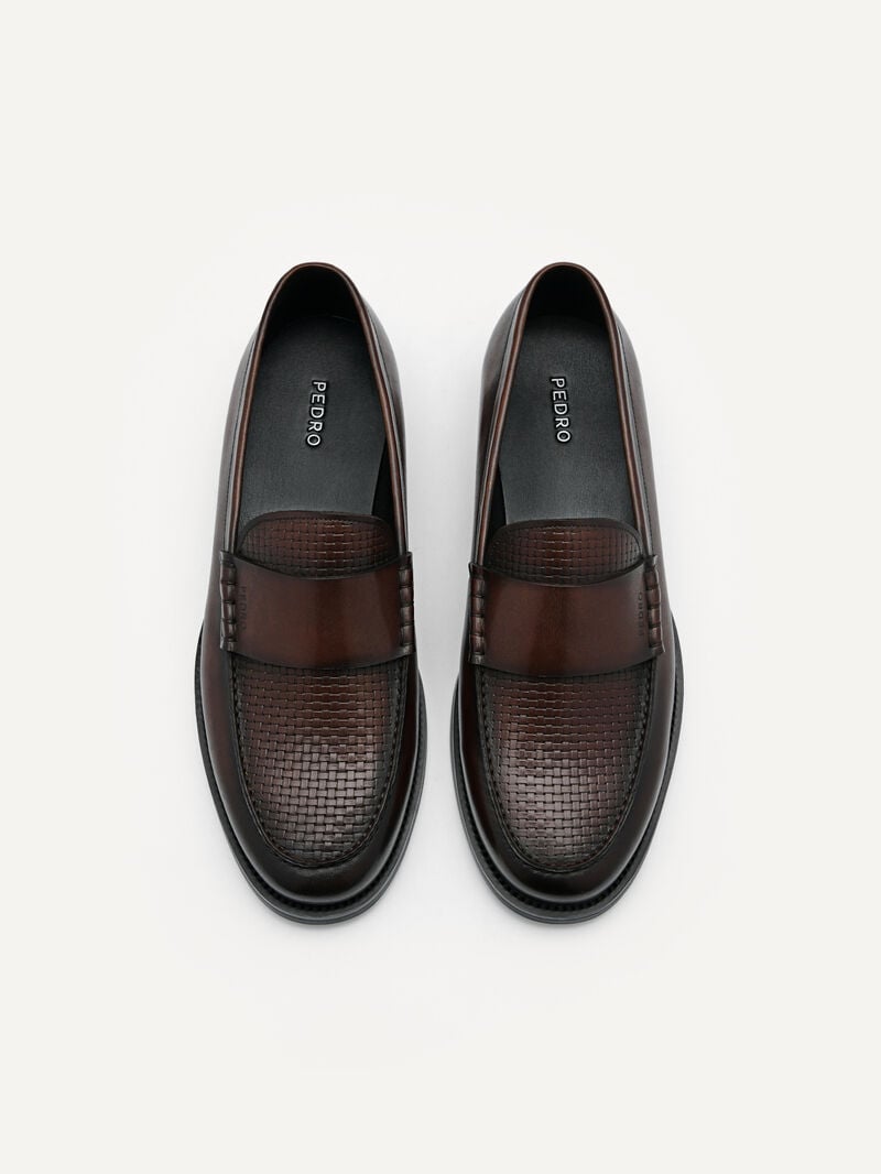 Pedro Leather Penny Men Loafers Dark Brown | Q9Q-2114