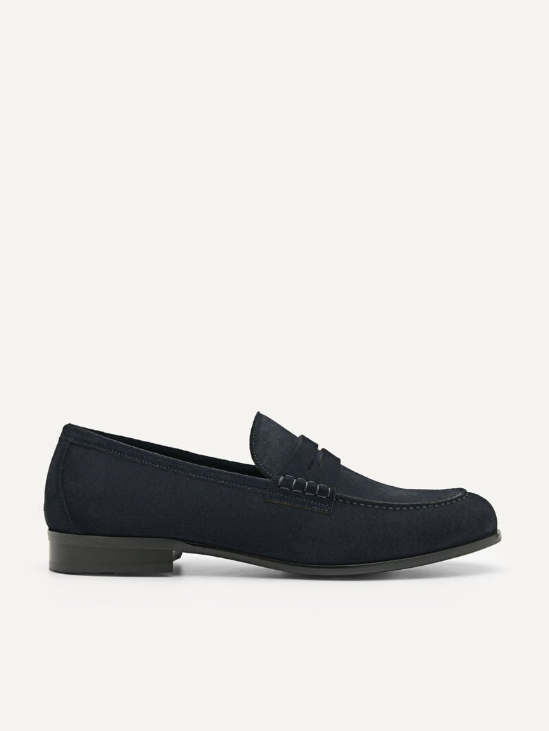 Pedro Leather Penny Men Loafers Navy | Q9Q-2111