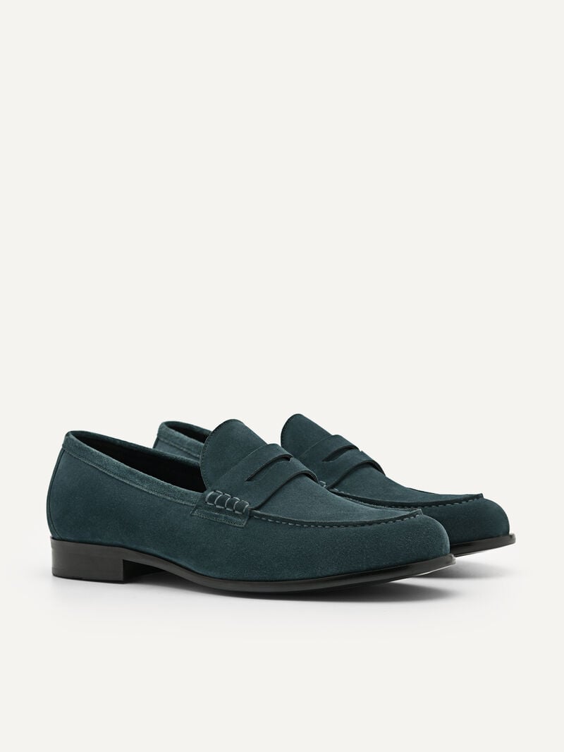 Pedro Leather Penny Men Loafers Teal | Q9Q-2112