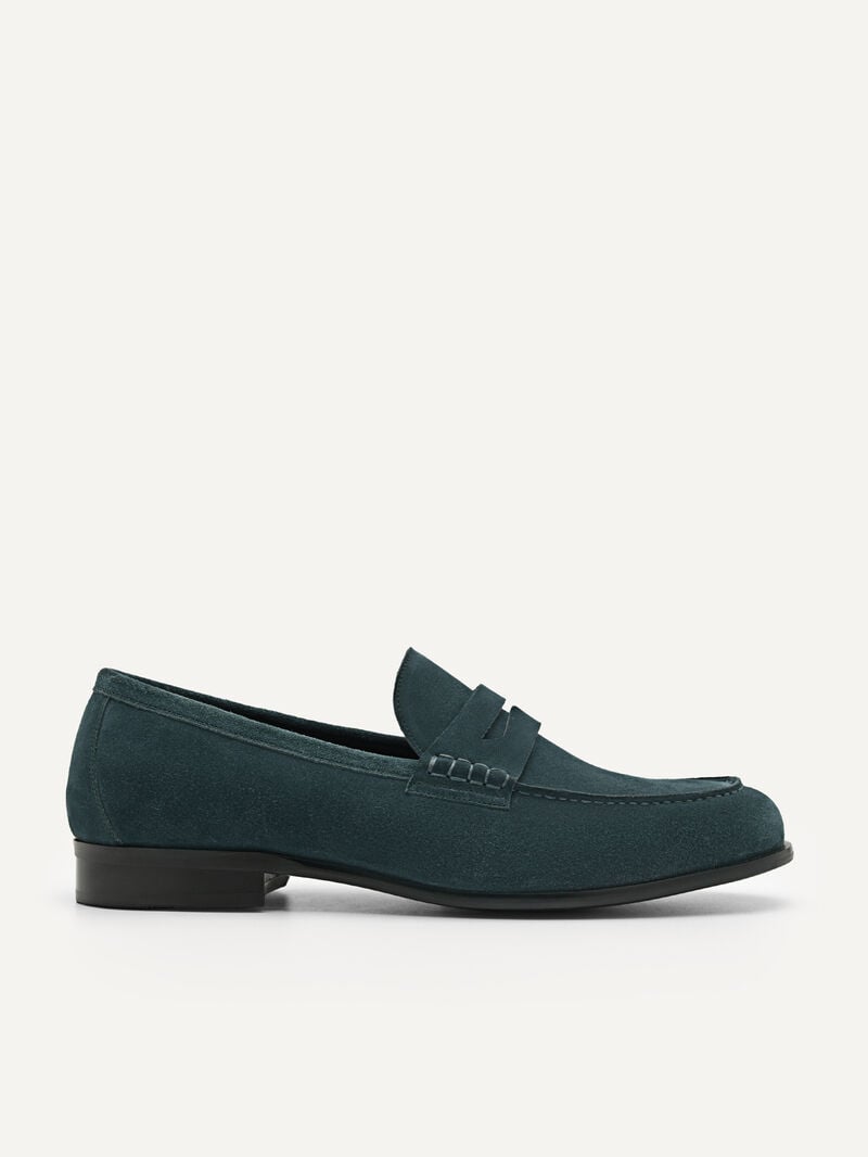 Pedro Leather Penny Men Loafers Teal | Q9Q-2112