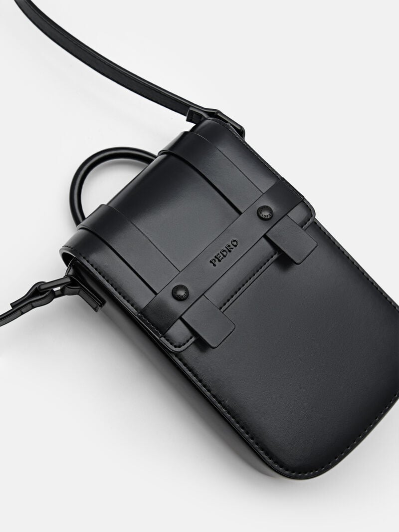 Pedro Leather Phone Pouch Men Tech Accessories Black | Q9Q-948