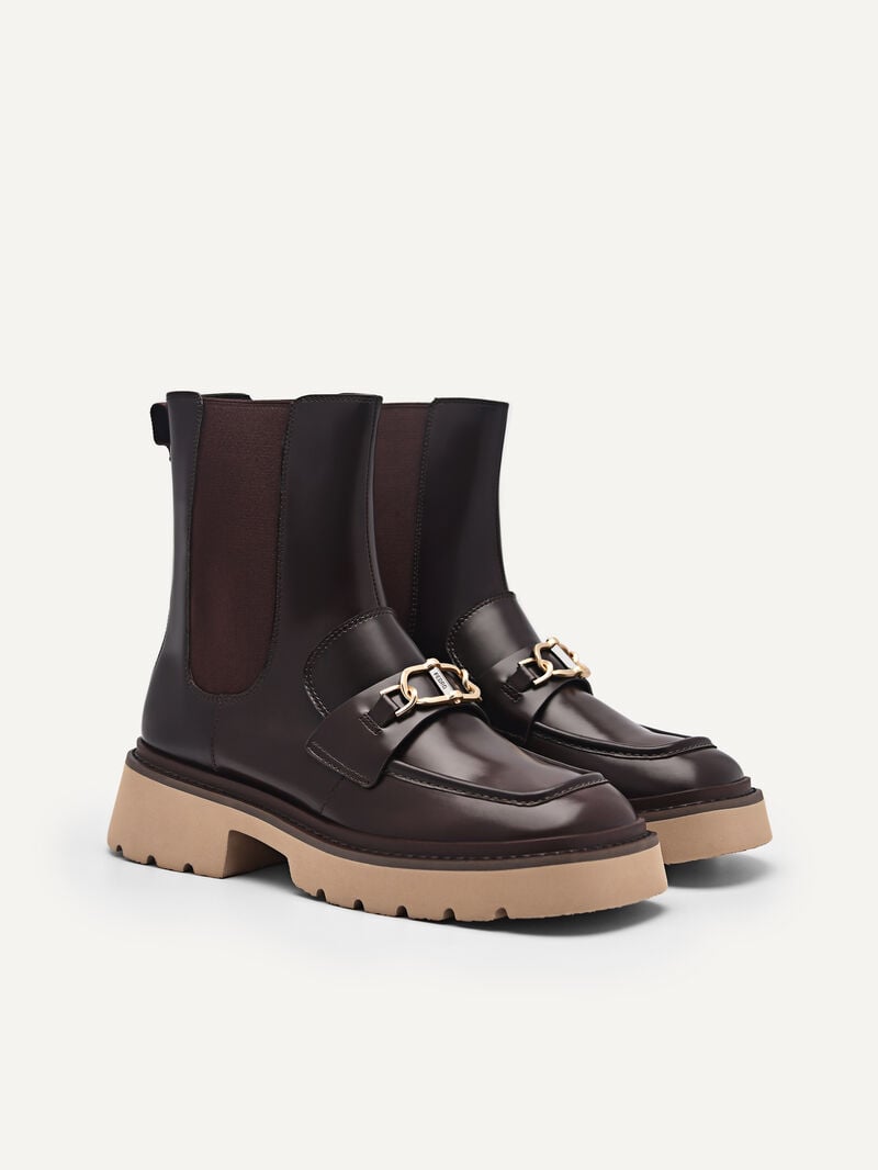 Pedro Leather Platform Boots Women Chelsea Boots Dark Brown | Q9Q-1348