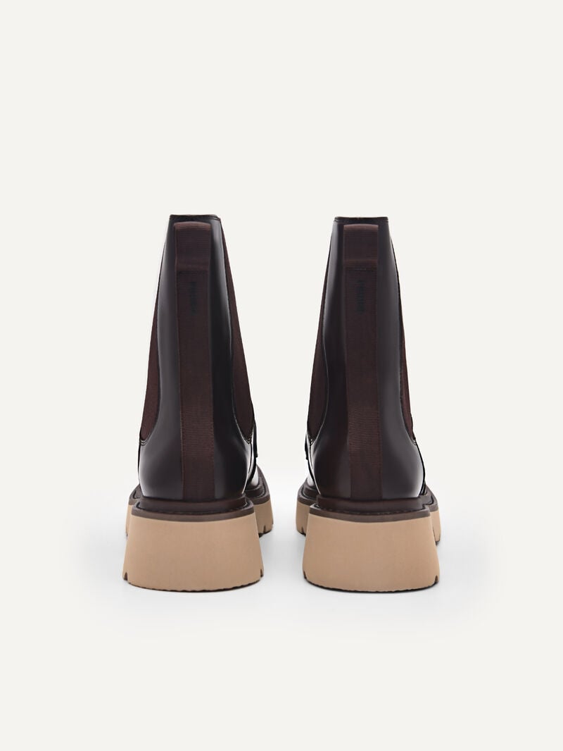 Pedro Leather Platform Boots Women Chelsea Boots Dark Brown | Q9Q-1348