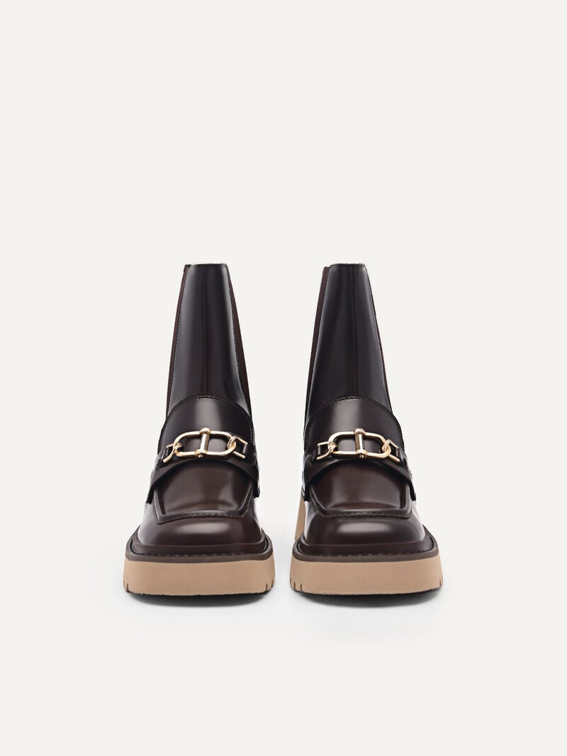 Pedro Leather Platform Boots Women Chelsea Boots Dark Brown | Q9Q-1348