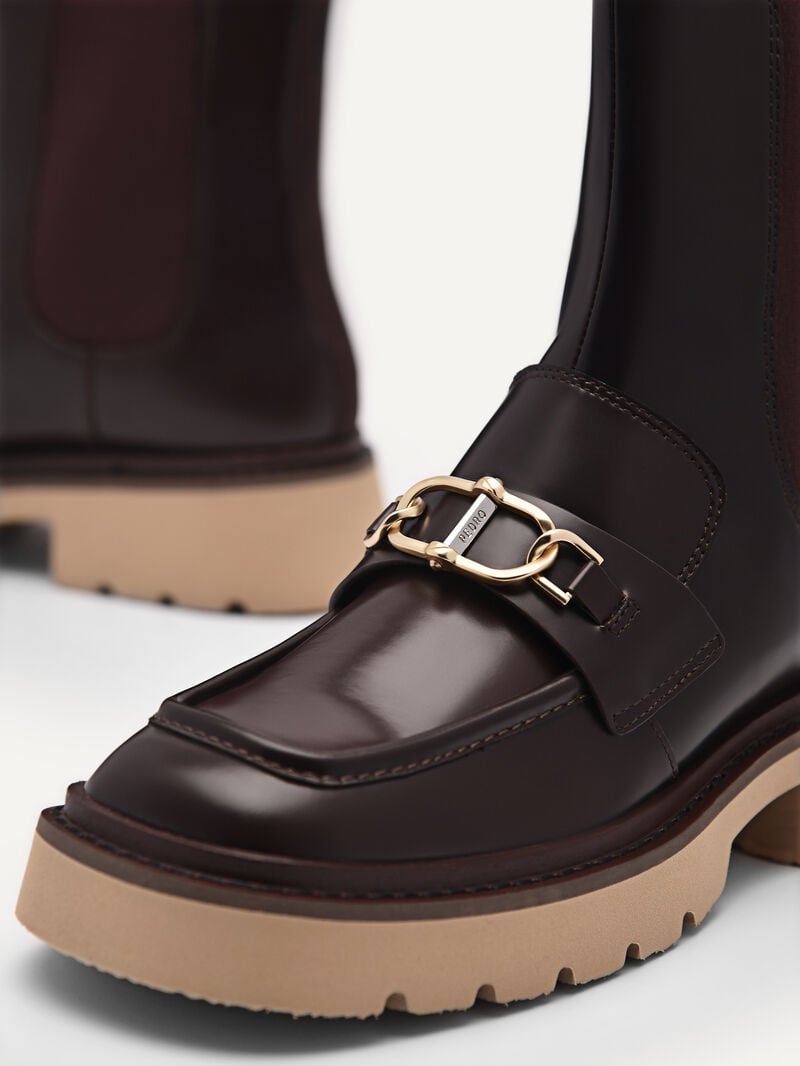Pedro Leather Platform Boots Women Chelsea Boots Dark Brown | Q9Q-1348
