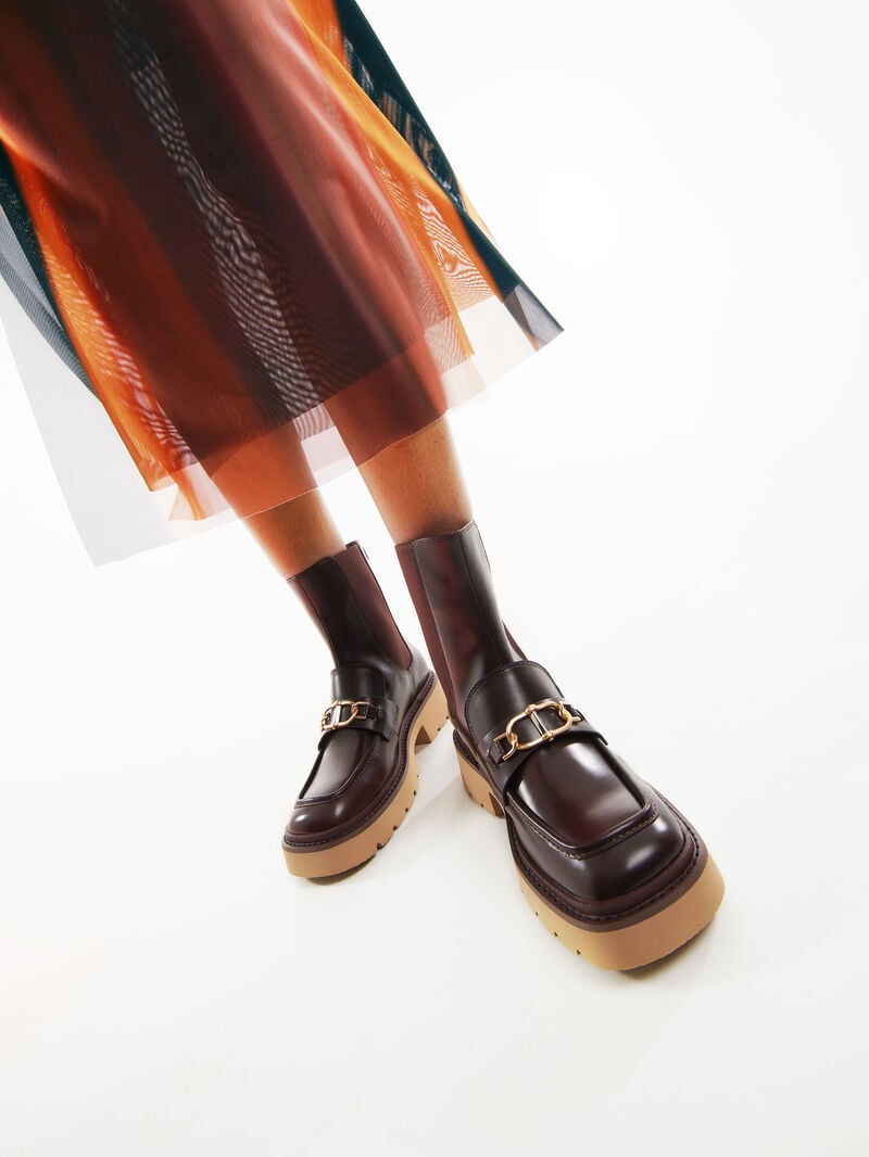 Pedro Leather Platform Boots Women Chelsea Boots Dark Brown | Q9Q-1348