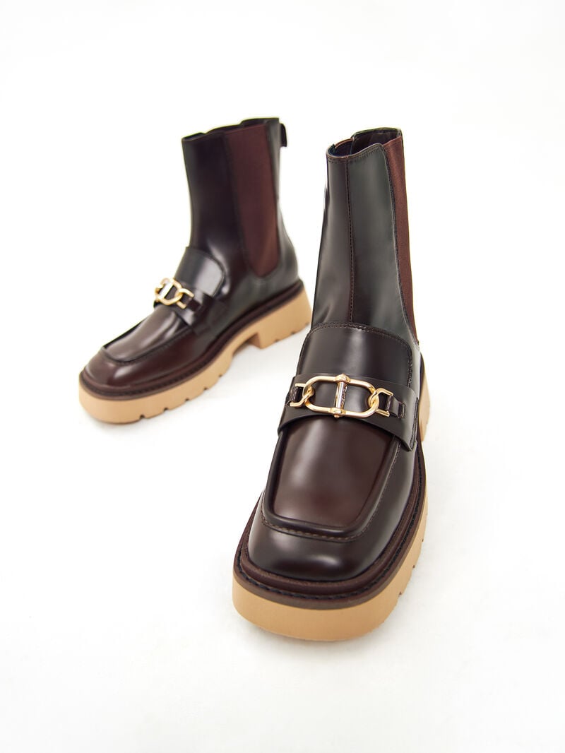 Pedro Leather Platform Boots Women Chelsea Boots Dark Brown | Q9Q-1348