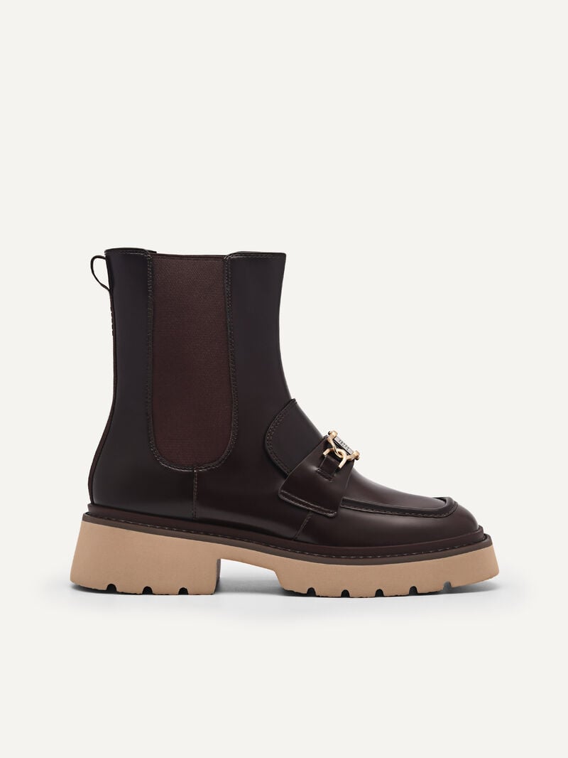 Pedro Leather Platform Boots Women Chelsea Boots Dark Brown | Q9Q-1348
