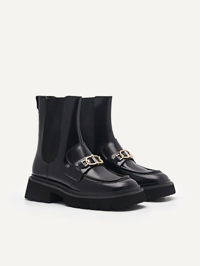 Pedro Leather Platform Boots Women Chelsea Boots Black | Q9Q-1347